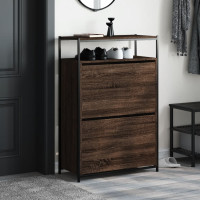 Produktbild för Skoskåp brun ek 75x34x112 cm konstruerat trä