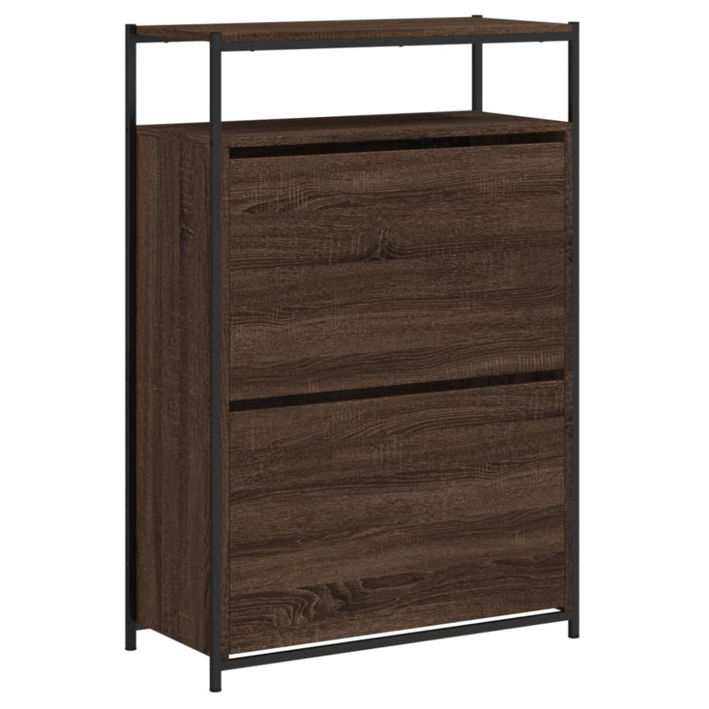 Produktbild för Skoskåp brun ek 75x34x112 cm konstruerat trä