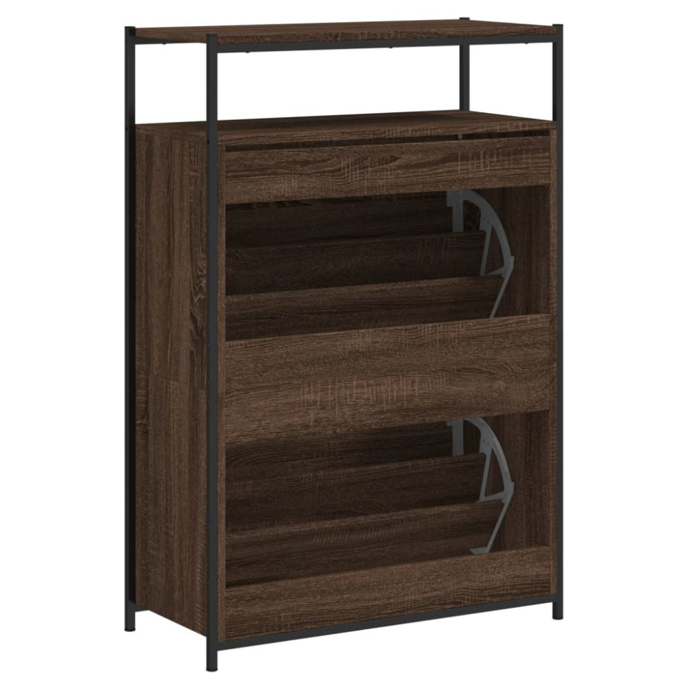 Produktbild för Skoskåp brun ek 75x34x112 cm konstruerat trä