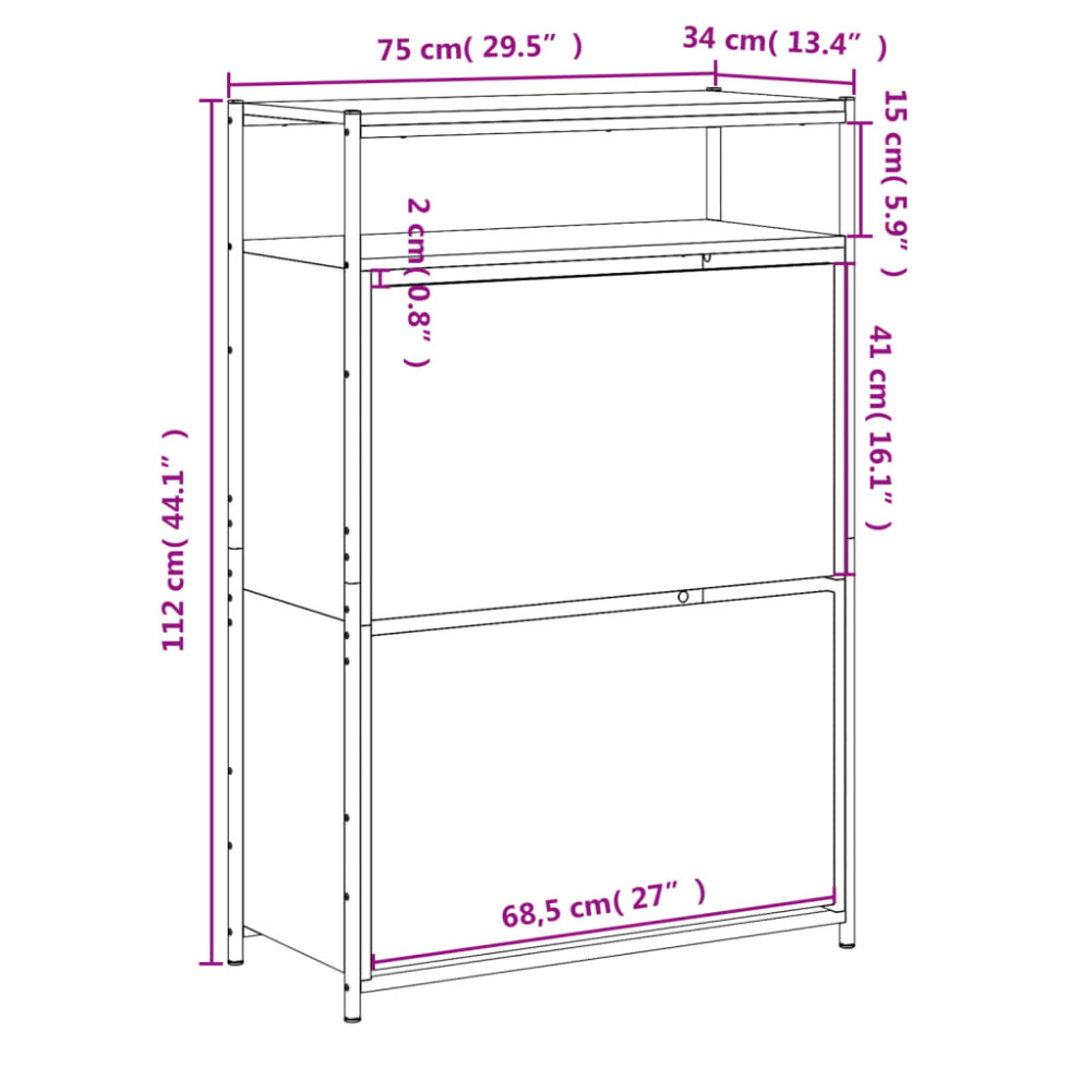 Produktbild för Skoskåp brun ek 75x34x112 cm konstruerat trä
