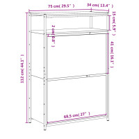 Produktbild för Skoskåp brun ek 75x34x112 cm konstruerat trä