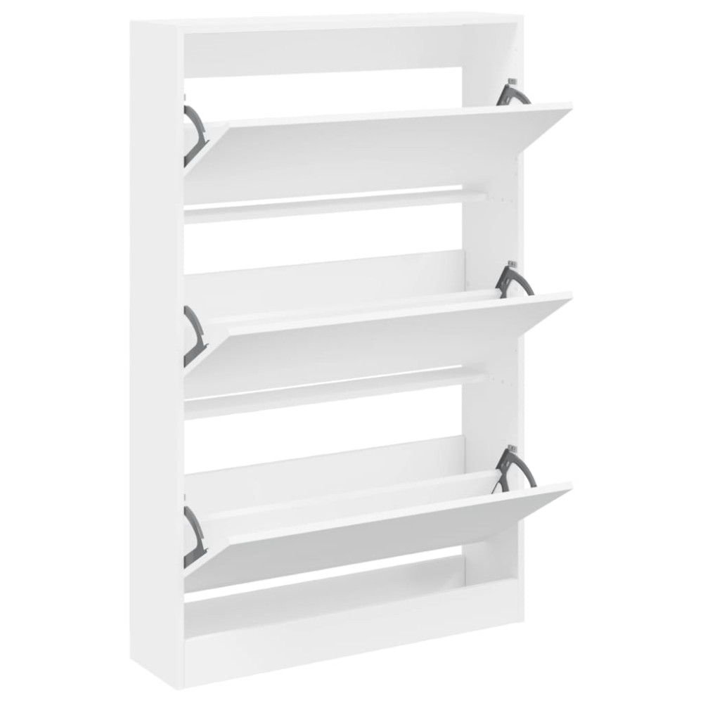 Produktbild för Skohylla vit 80x21x125,5 cm konstruerat trä