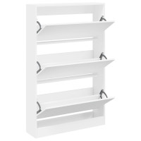 Produktbild för Skohylla vit 80x21x125,5 cm konstruerat trä