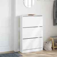 Produktbild för Skohylla vit 80x21x125,5 cm konstruerat trä