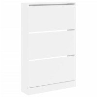 Produktbild för Skohylla vit 80x21x125,5 cm konstruerat trä