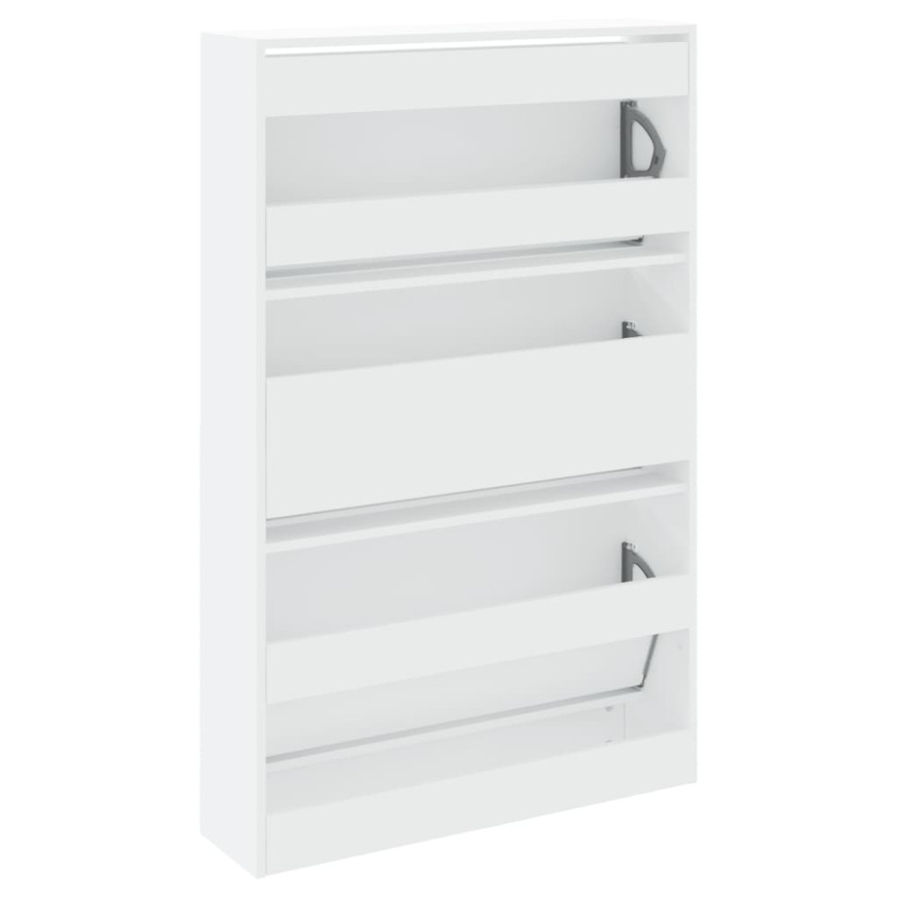 Produktbild för Skohylla vit 80x21x125,5 cm konstruerat trä