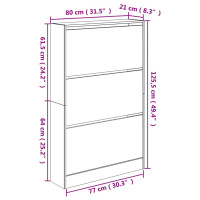 Produktbild för Skohylla vit 80x21x125,5 cm konstruerat trä