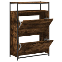 Produktbild för Skohylla rökfärgad ek 75x34x112 cm konstruerat trä