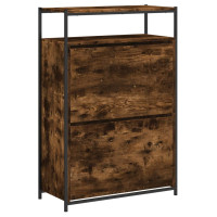 Produktbild för Skohylla rökfärgad ek 75x34x112 cm konstruerat trä