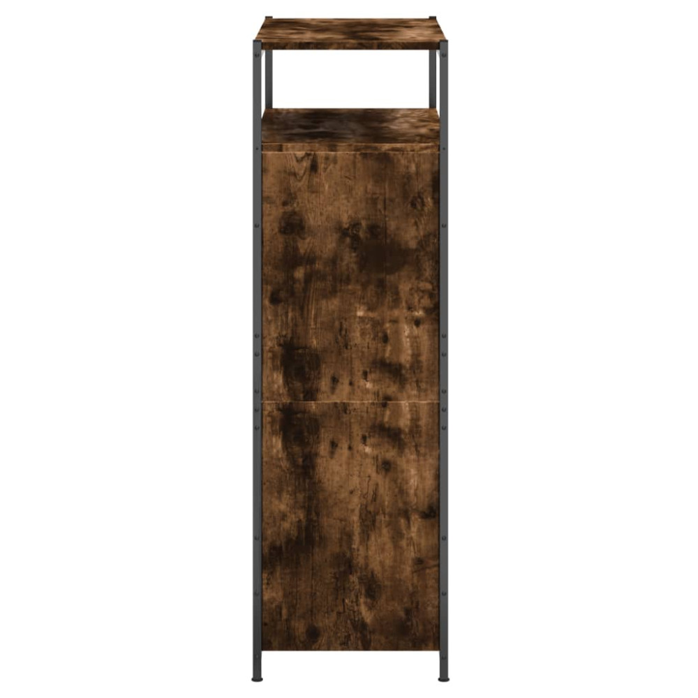 Produktbild för Skohylla rökfärgad ek 75x34x112 cm konstruerat trä