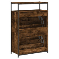 Produktbild för Skohylla rökfärgad ek 75x34x112 cm konstruerat trä