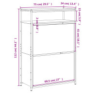 Produktbild för Skohylla rökfärgad ek 75x34x112 cm konstruerat trä