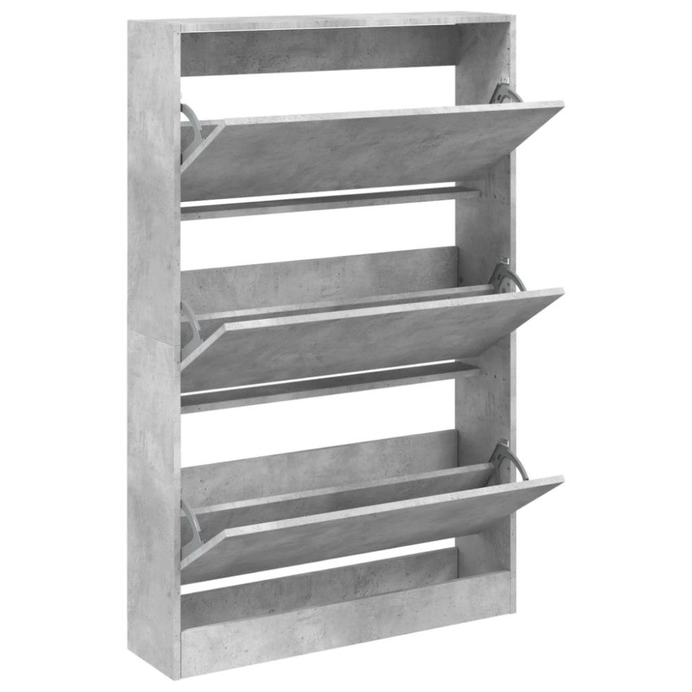 Produktbild för Skohylla betonggrå 80x21x125,5 cm konstruerat trä