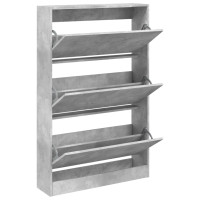 Produktbild för Skohylla betonggrå 80x21x125,5 cm konstruerat trä