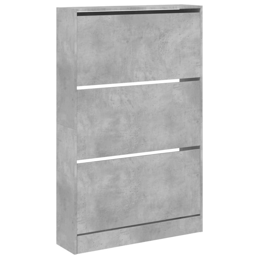 Produktbild för Skohylla betonggrå 80x21x125,5 cm konstruerat trä
