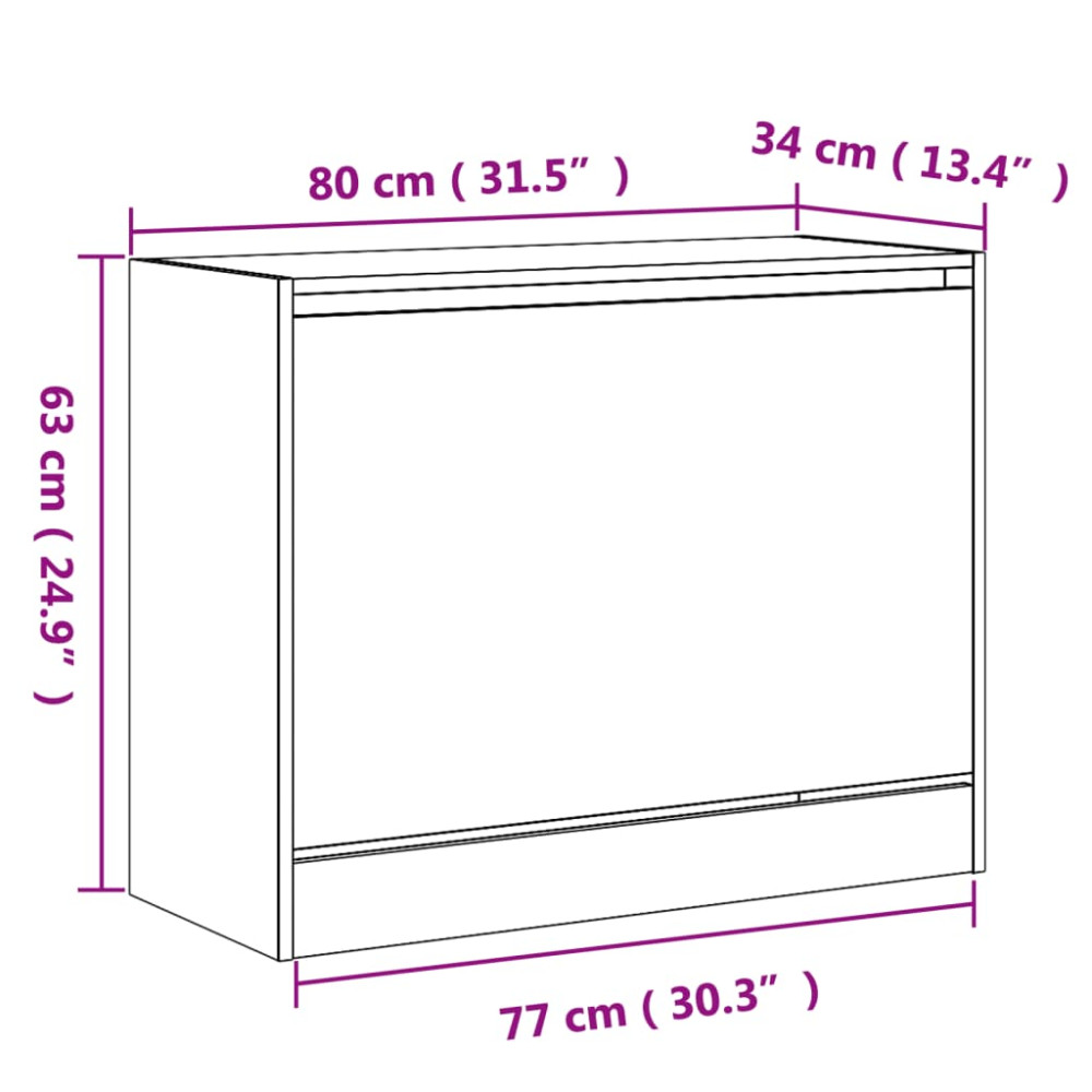 Produktbild för Skoskåp vit 80x34x63 cm konstruerat trä