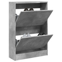 Miniatyr av produktbild för Skohylla betonggrå 60x21x87,5 cm konstruerat trä