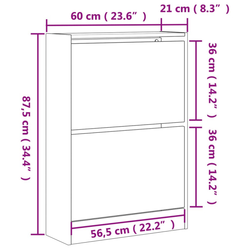 Produktbild för Skohylla betonggrå 60x21x87,5 cm konstruerat trä