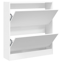 Produktbild för Skohylla vit 80x21x87,5 cm konstruerat trä
