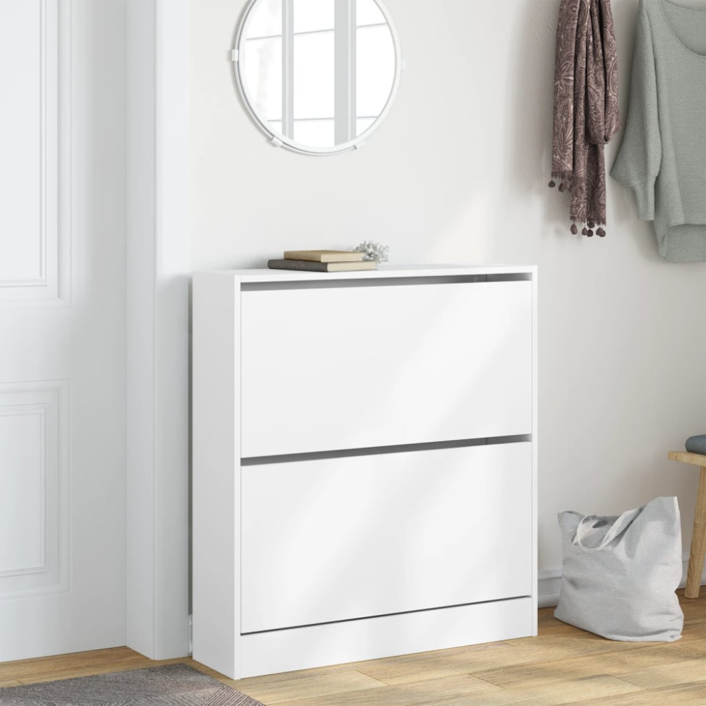 Produktbild för Skohylla vit 80x21x87,5 cm konstruerat trä