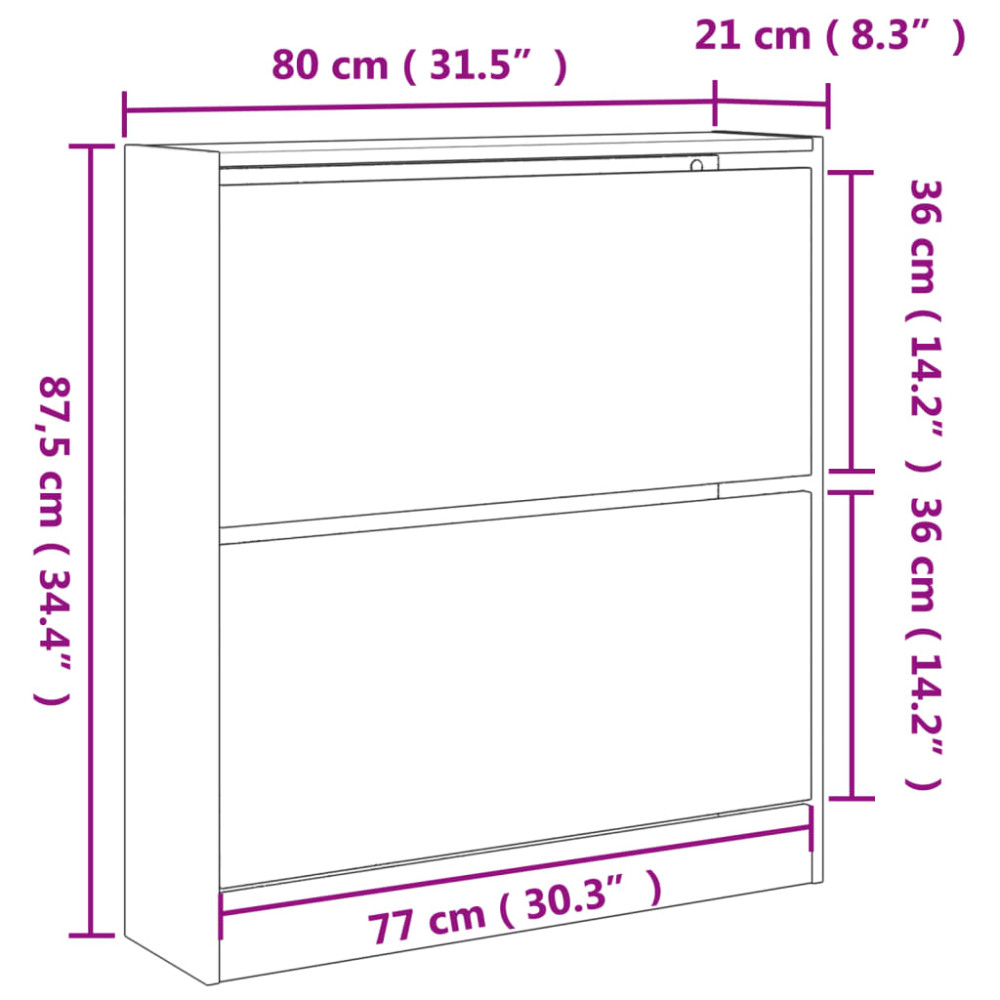 Produktbild för Skohylla vit 80x21x87,5 cm konstruerat trä