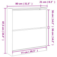 Produktbild för Skohylla vit 80x21x87,5 cm konstruerat trä
