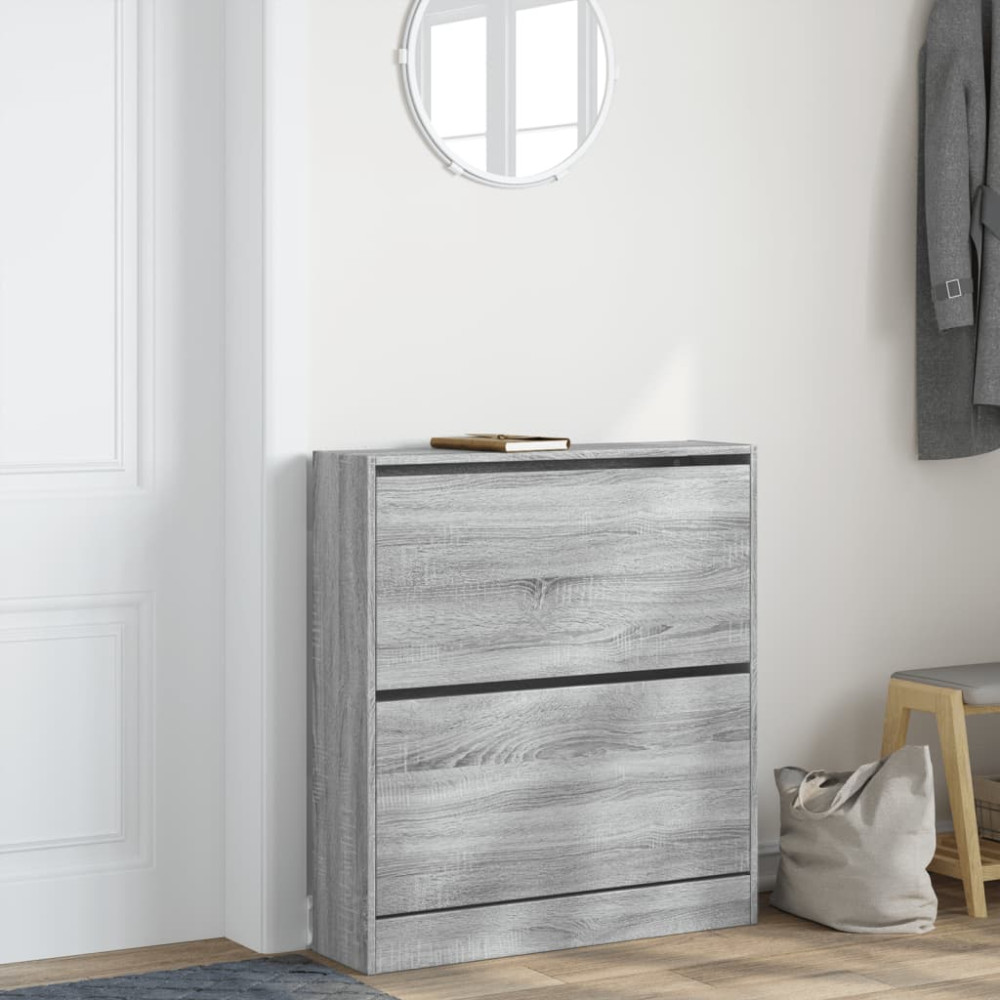 Produktbild för Skohylla grå sonoma 80x21x87,5 cm konstruerat trä