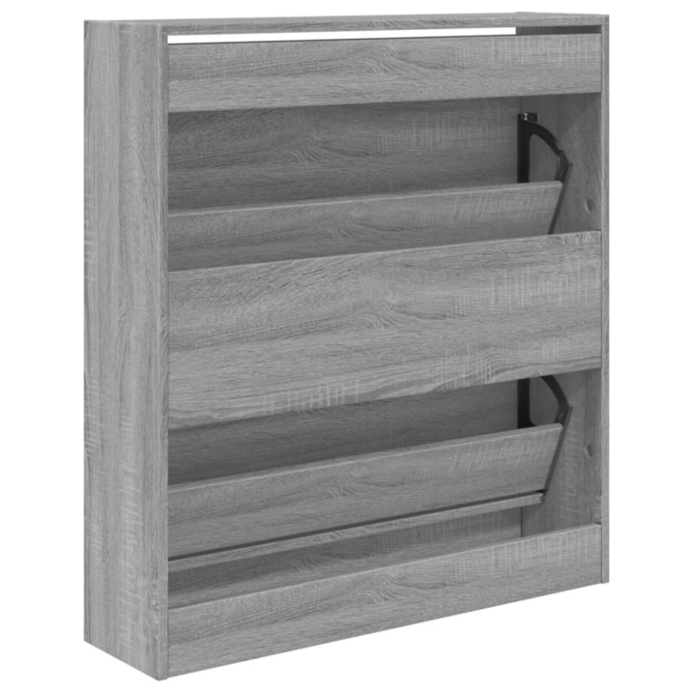 Produktbild för Skohylla grå sonoma 80x21x87,5 cm konstruerat trä