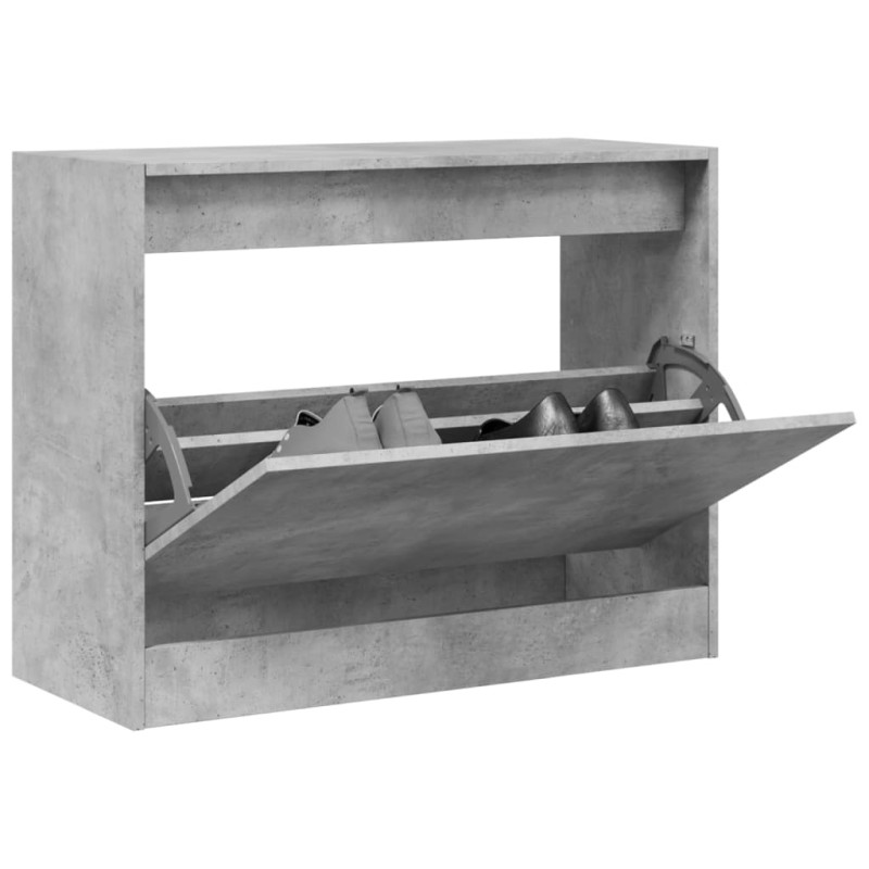 Produktbild för Skohylla betonggrå 80x34x63 cm konstruerat trä