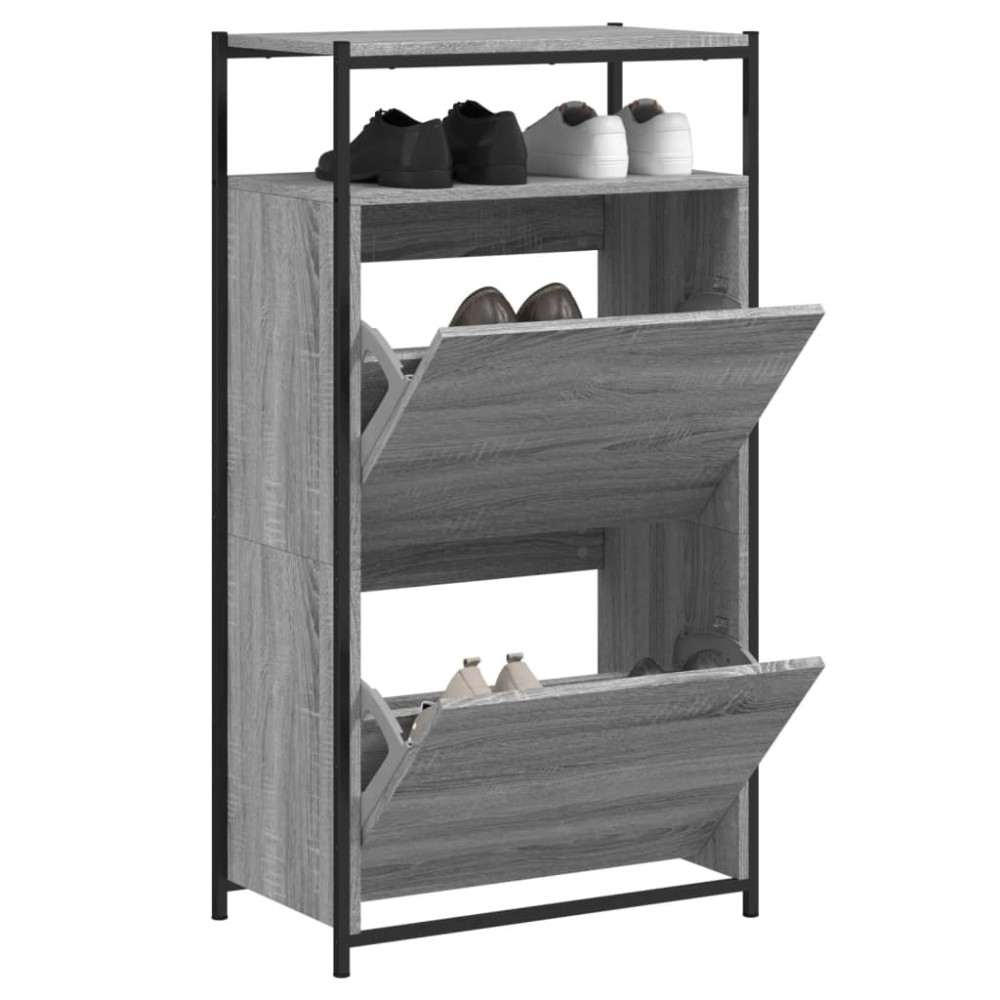 Produktbild för Skoskåp grå sonoma 60x34x112 cm konstruerat trä