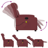 Produktbild för Massagefåtölj vinröd konstläder