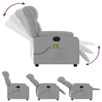 Produktbild för Massagefåtölj ljusgrå tyg