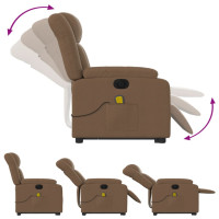 Produktbild för Elektrisk massagefåtölj med uppresningshjälp brun tyg