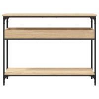 Produktbild för Avlastningsbord med hylla sonoma-ek 100x29x75cm konstruerat trä