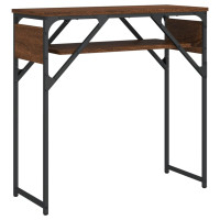 Produktbild för Avlastningsbord med hylla brun ek 75x30x75 cm konstruerat trä