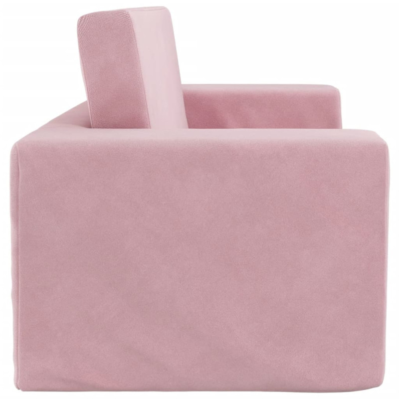 Produktbild för Bäddsoffa för barn 2-sits rosa mjuk plysch