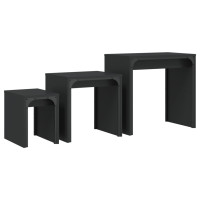 Miniatyr av produktbild för Satsbord 3 st svart konstruerat trä
