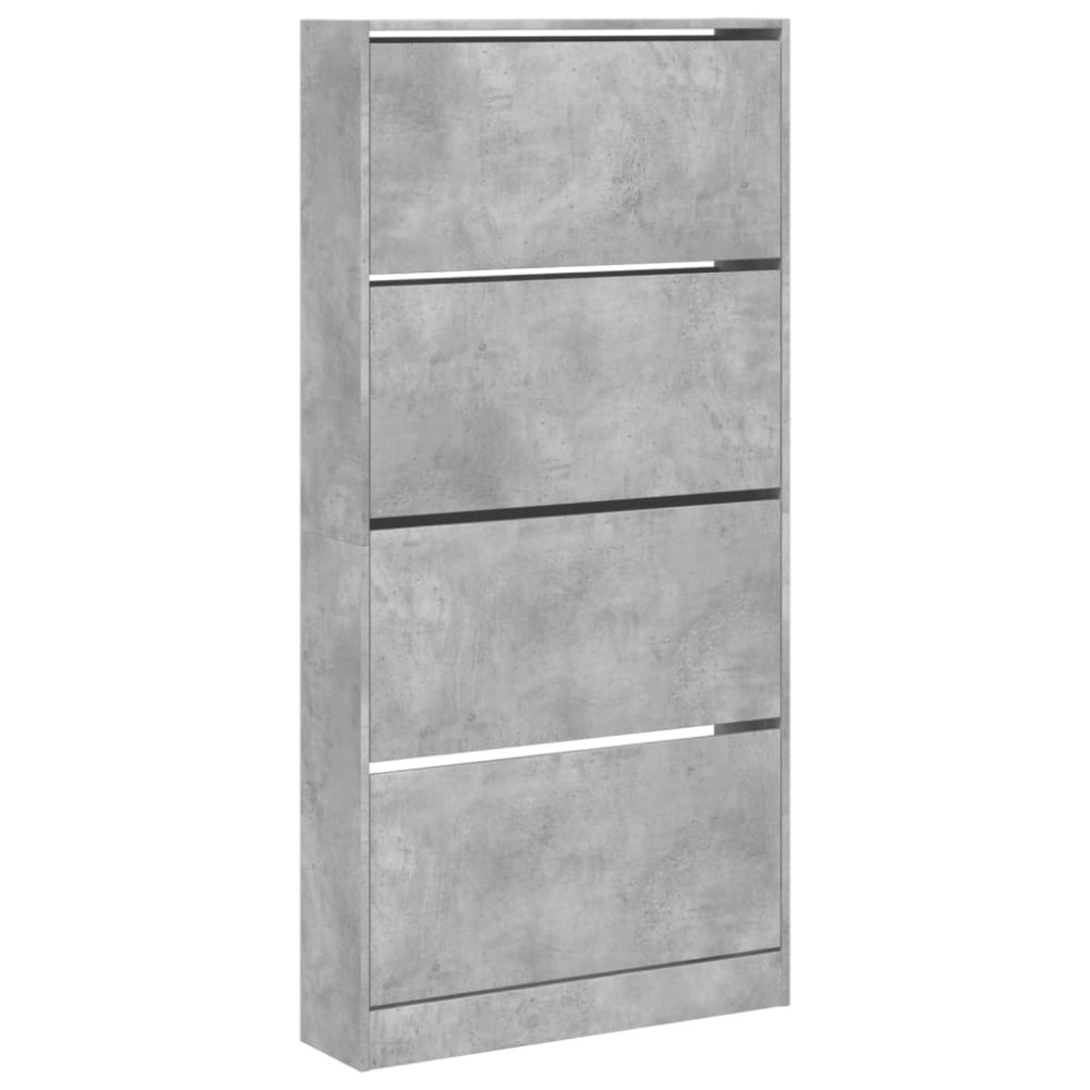 Produktbild för Skoskåp med 4 flip-lådor betonggrå 80x21x163,5 cm