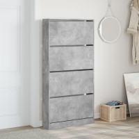 Produktbild för Skoskåp med 4 flip-lådor betonggrå 80x21x163,5 cm