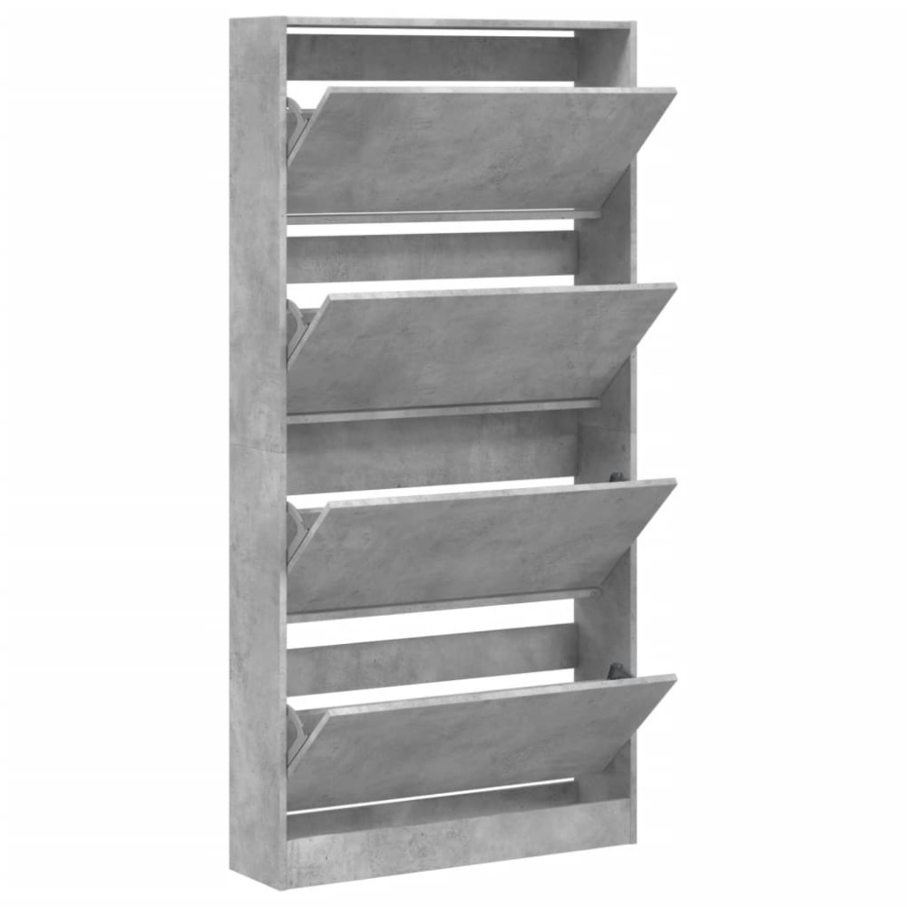 Produktbild för Skoskåp med 4 flip-lådor betonggrå 80x21x163,5 cm