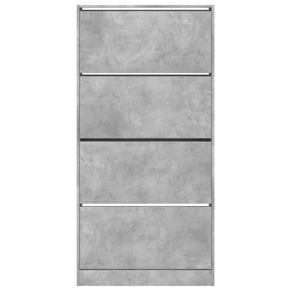 Produktbild för Skoskåp med 4 flip-lådor betonggrå 80x21x163,5 cm