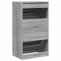 Produktbild för Skoskåp med 2 flip-lådor grå sonoma 60x42x108 cm