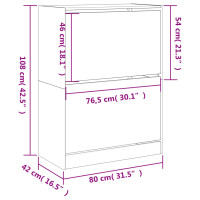 Produktbild för Skoskåp med 2 flip-lådor vit 80x42x108 cm