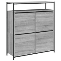 Produktbild för Skoskåp med 4 flip-lådor grå sonoma 100x34x112 cm