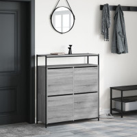 Produktbild för Skoskåp med 4 flip-lådor grå sonoma 100x34x112 cm