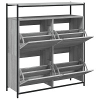 Produktbild för Skoskåp med 4 flip-lådor grå sonoma 100x34x112 cm