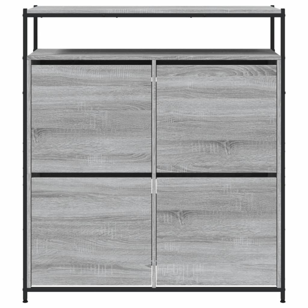 Produktbild för Skoskåp med 4 flip-lådor grå sonoma 100x34x112 cm
