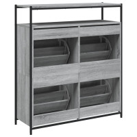 Produktbild för Skoskåp med 4 flip-lådor grå sonoma 100x34x112 cm