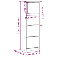 Produktbild för Skoskåp med 4 flip-lådor vit 60x34x187,5 cm