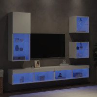 Produktbild för Tv-bänk 5 delar LED vit konstruerat trä